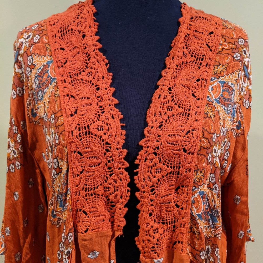 Orange Pattern Kimono - Picture 3 of 8
